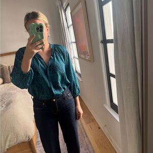 Tucker for Target Teal Patterned Blouse